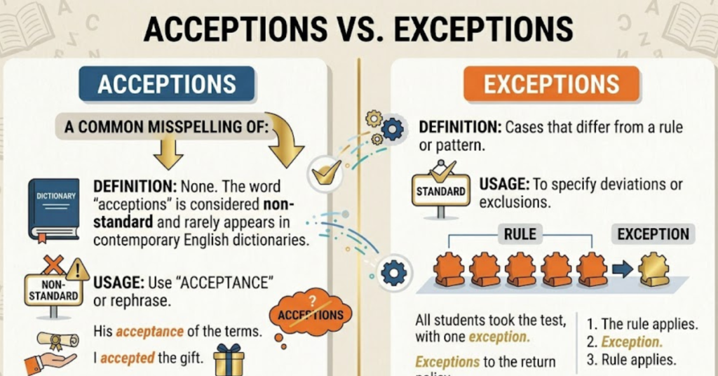 Acceptions vs Exceptions: Meaning & Key Differences