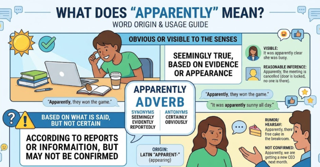 Apparently Meaning: Definition, Uses & Examples