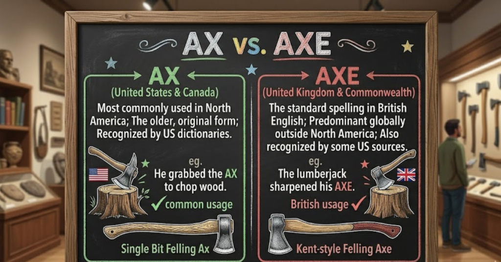 Ax vs Axe: Meaning, Spelling, and Usage Guide