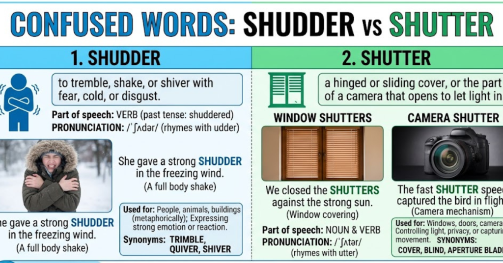 Shudder vs Shutter: Meaning and Usage Explained
