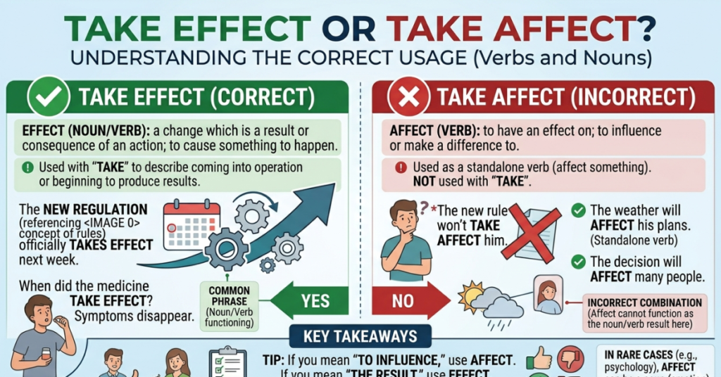 Take Effect or Take Affect? Correct Usage Guide