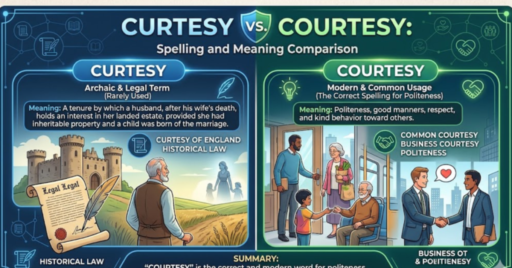 Courtesy vs Curtesy: Meaning, Spelling & Usage Guide