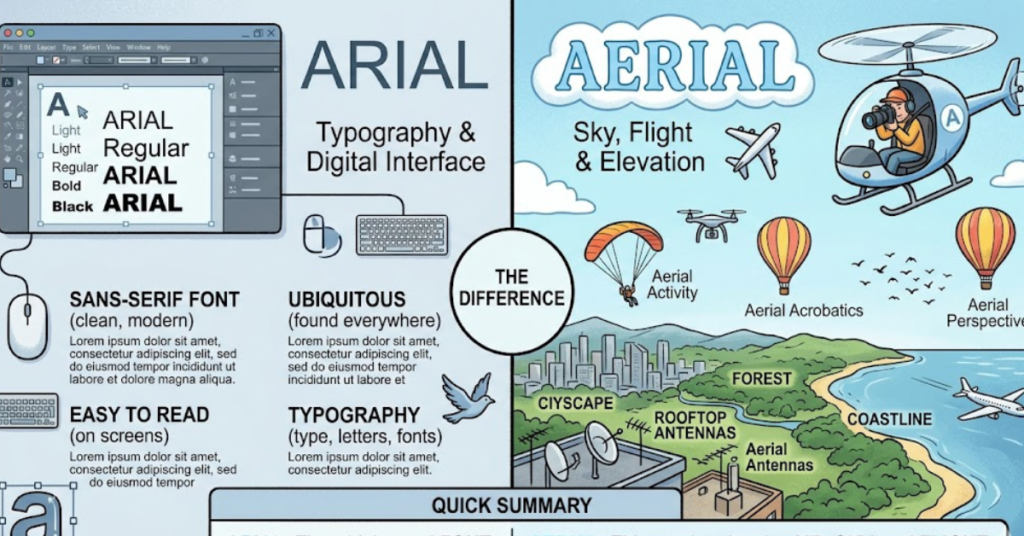 Arial vs Aerial: Meaning, Difference, and Usage Guide